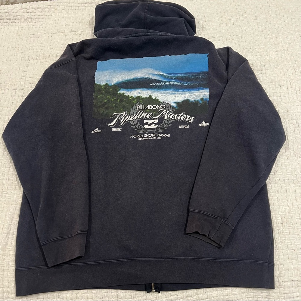 Billabong Pipeline Masters 2008 Zip Hoodie Faded Black XL Surf Hawaii - Picture 5 of 7